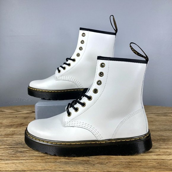 Dr. Martens Shoes - NEW Dr. Martens Zavala Leather Combat Boots (Women’s 9, white)